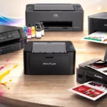 Comparativo das melhores impressoras para home office em 2026, incluindo modelos tanque de tinta e laser das marcas Epson, Brother, HP, Canon e Pantum.