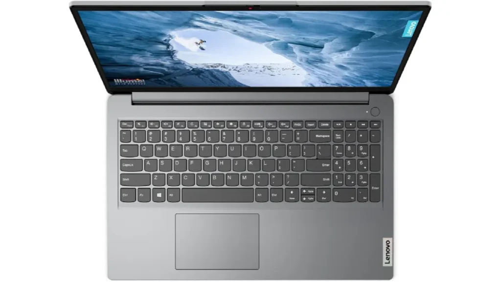 Lenovo IdeaPad 1 - Vista do teclado e tela