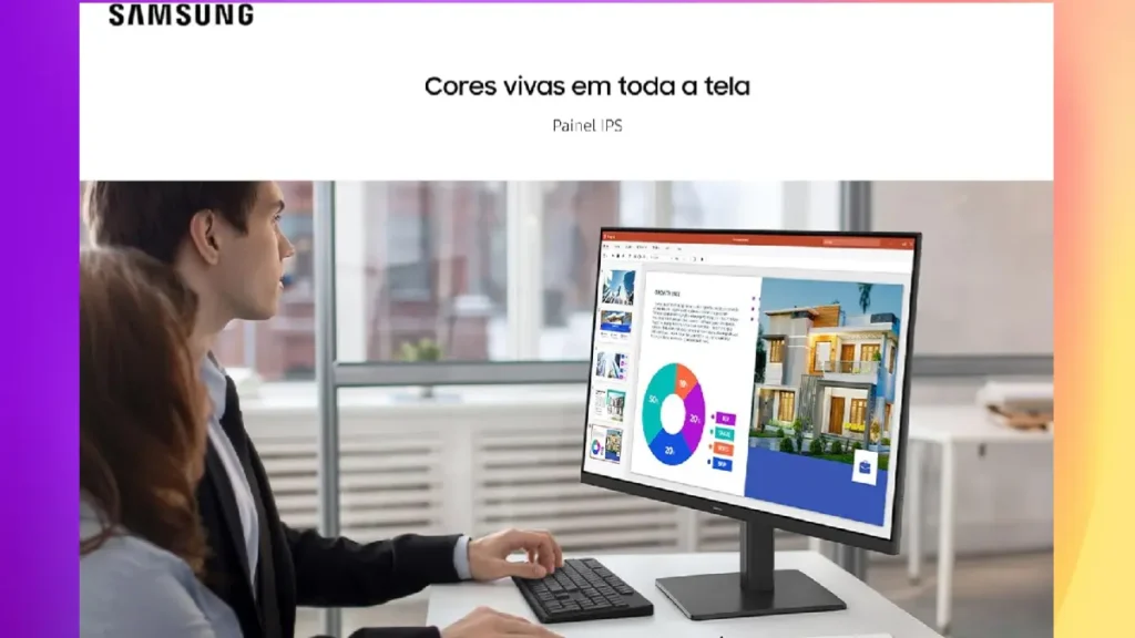 Monitor Samsung Essential S3 24 com design superfino e bordas finas