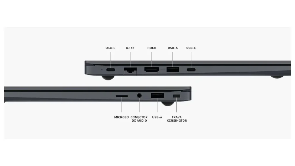 Samsung Galaxy Book4 - entradas HDMI, USB-a, USB-C, MicroSD
