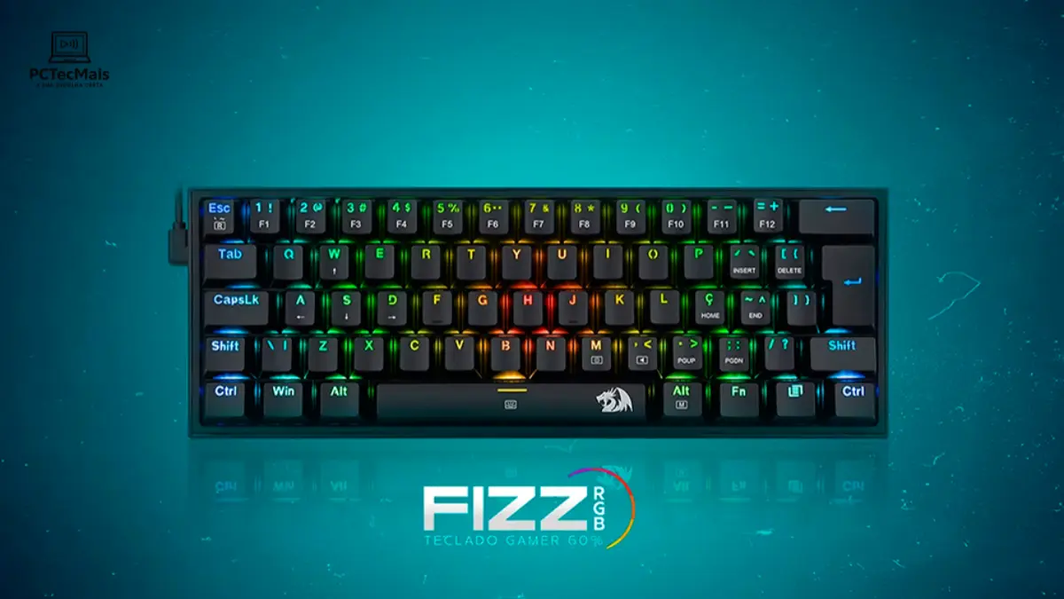 Redragon K617 Fizz teclado mecânico 60% RGB switch azul ABNT2