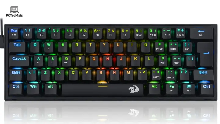 Teclado Redragon K617 Fizz teclado mecânico 60% RGB